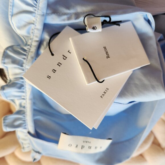 Sz40 NEW Sandro Rosalyn Blue Romper with Ruffle Details - US 8 - Picture 13 of 14